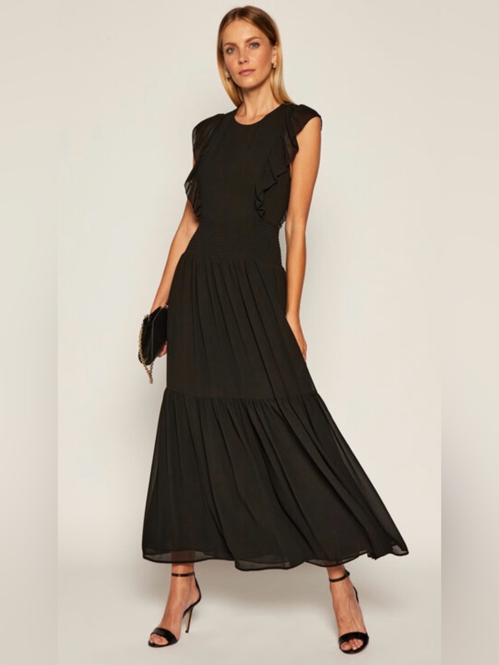 NWT Michael Kors ruffle trim georgette maxi dress in size 2